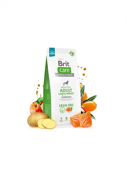 Корм сухой беззерновой для больших пород Brit Care Grain-free Adult Large Breed с лососем 12 кг