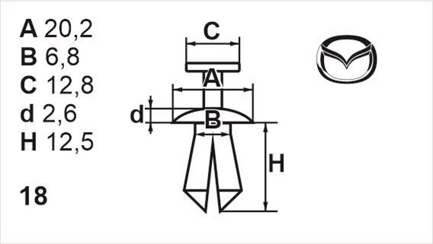 Клипса нажимная наружная универсальная Romix (B25276)