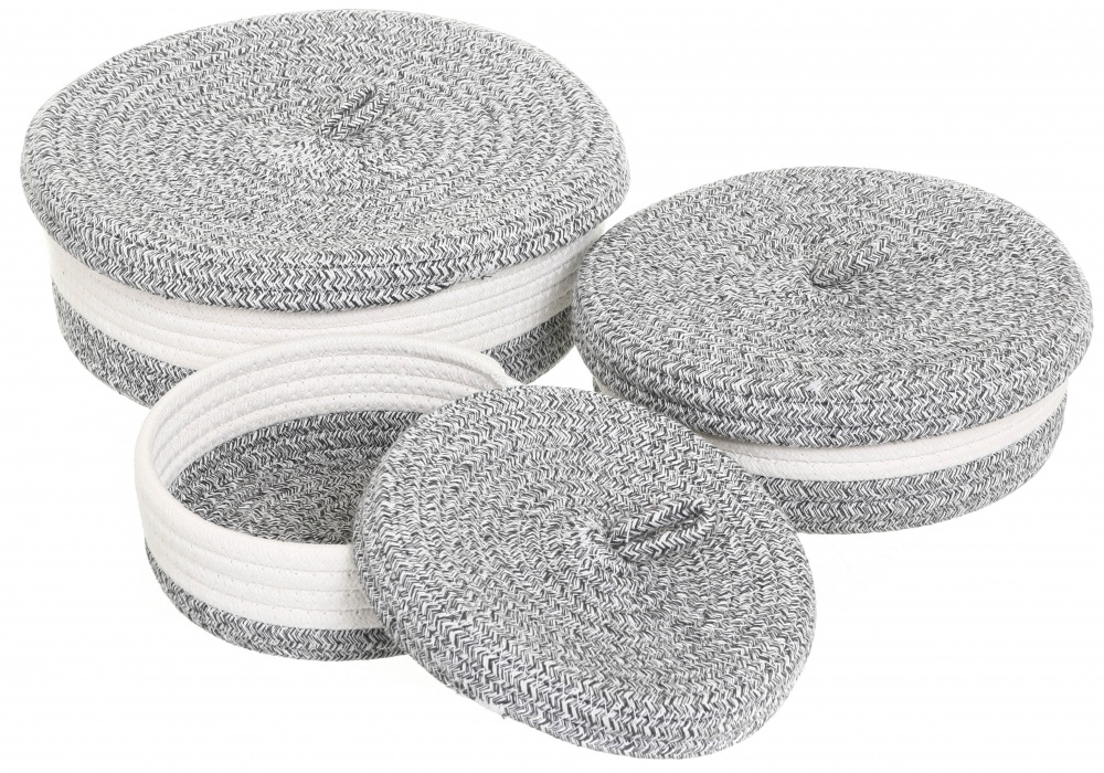 Кошик Luara з кришкою світло-сірий круглий 25х9 см