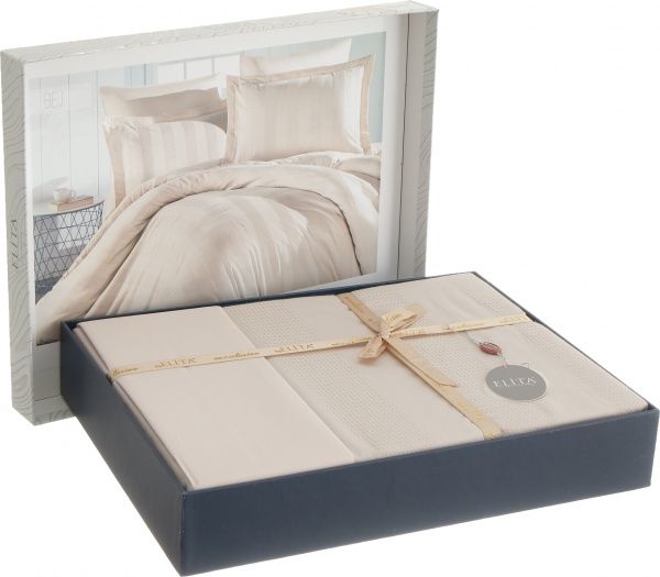 Комплект постельного белья Emboss 2 бежевый Sesli Tekstil 