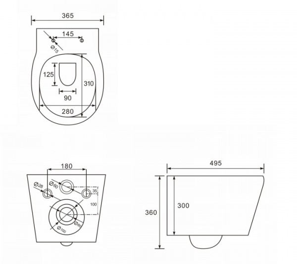 Унитаз подвесной Imprese Bilina Rimless i11065 с сиденьем slim soft-close