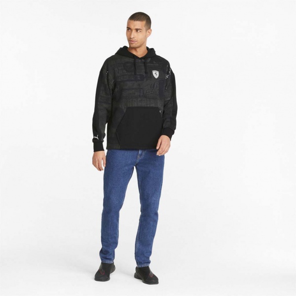 Джемпер Puma FERRARI RACE AOP SWT HOODIE 53371801 р. M чорний