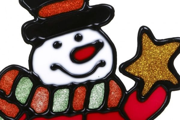 Наклейка на стекло новогодняя Снеговик 16 см SDZ-D1338 