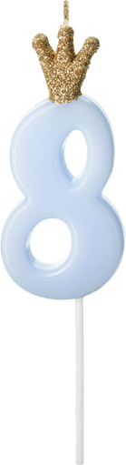 Свеча для торта Partydeco цифра 8 пастель голубая 9,5 см (SCU6-8-001J)