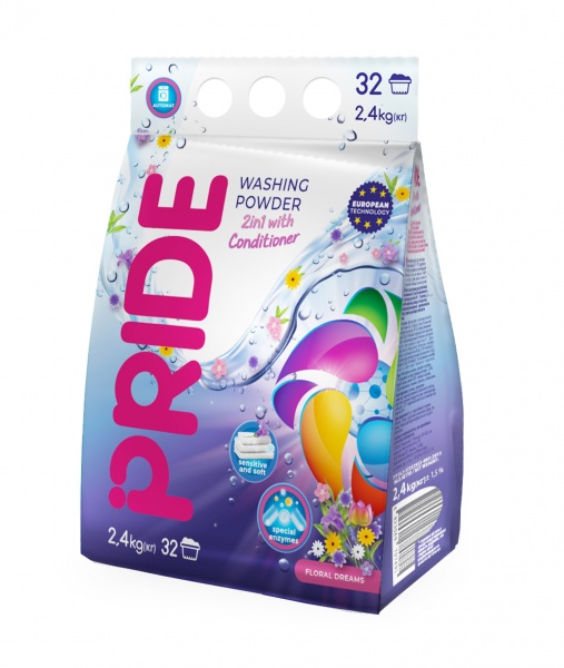 Порошок для машинной стирки Pride 2в1 цветочные мечты 2,4 кг 