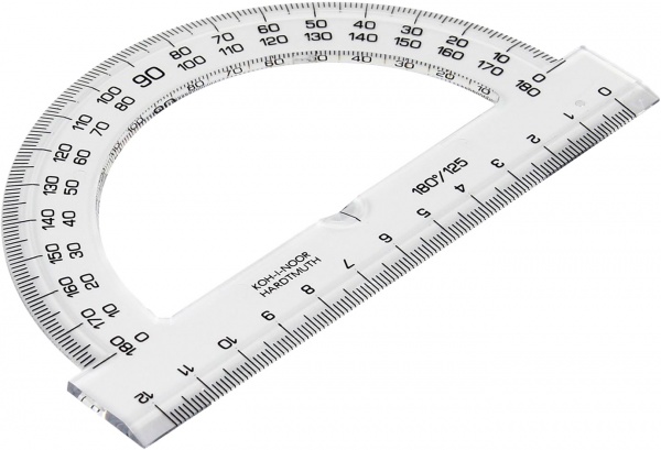 Транспортир з лінійкою 135 мм., 180/125, пластиковий, прозорий, 746238 Koh-i-Noor