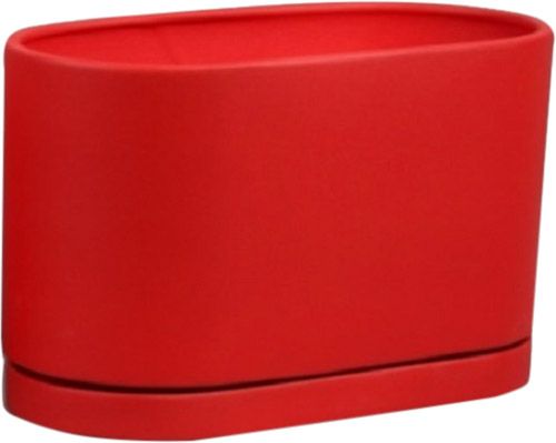 Горшок керамический с поддоном овальный 6 л красный 