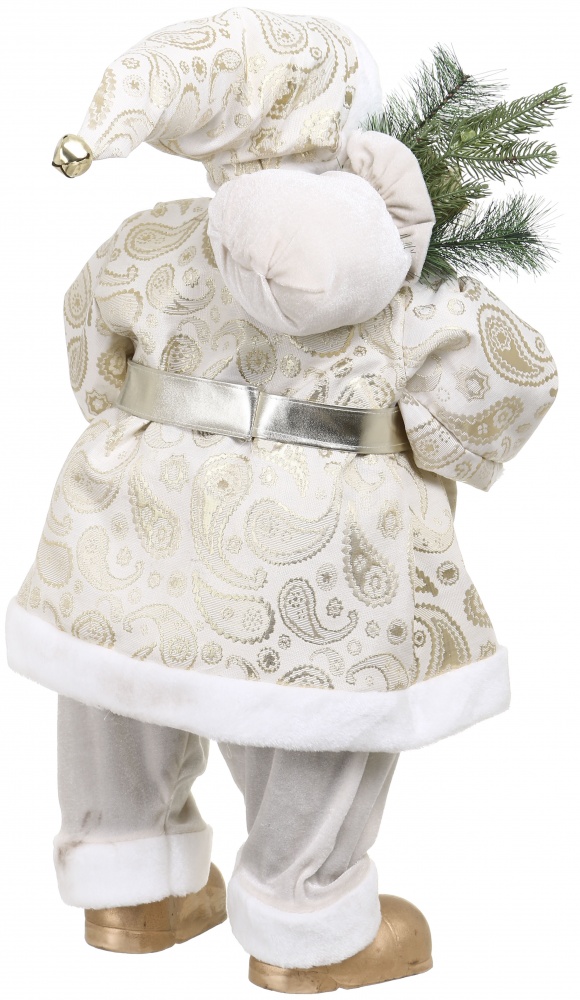 Декорация новогодняя Золотой Санта с подарками 80 см