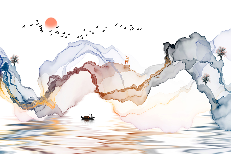 Картина на полотні Хвилі чорнильні 120x80 см Арт Фемелі