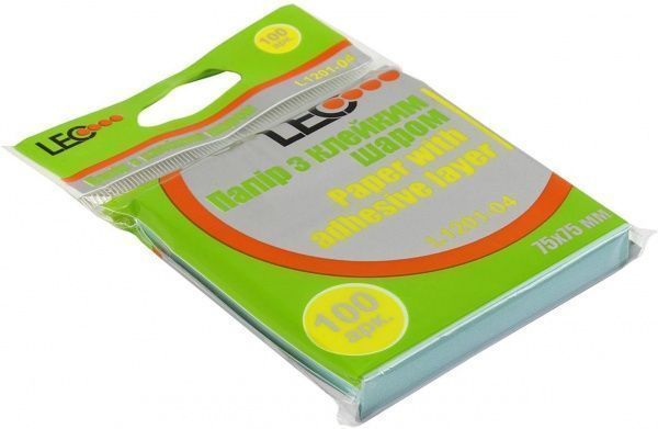 Папір для нотаток з клейким шаром 75х75 мм жовта 100 арк. L1201 - 10 LEO
