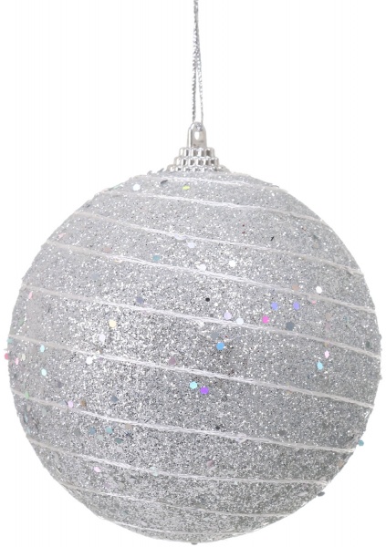 Куля новорічна Shunda пінопластикова 100 мм срібний SDA200610S