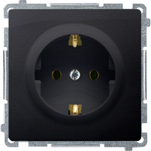Розетка із заземленням Simon Basic без шторок матовий графіт BMGSz1.01/28