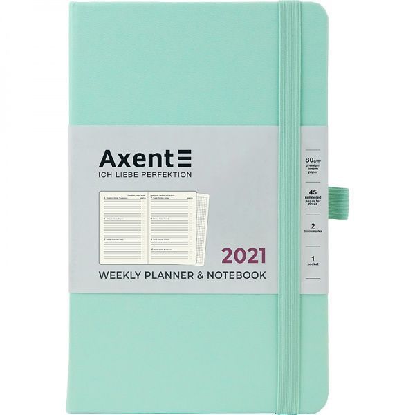 Еженедельник 2021 Partner Strong А5- мятный Axent 46563