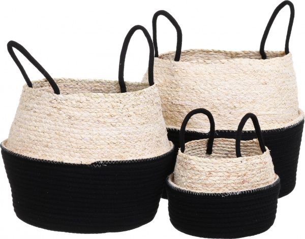 Кошик плетений маленький 23х18 см чорний