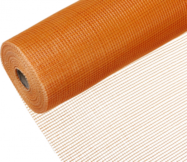 Стеклосетка штукатурная щелочестойкая А-145 5х5 оранжевый (рулон 50 кв.м)