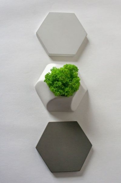 3D-панель бетонная PLITOS сотая белая, серая и белая с мхом 0.13 кв.м 