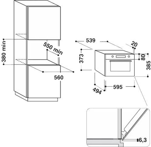 Встраиваемая микроволновая печь WHIRLPOOL AMW 730/NB