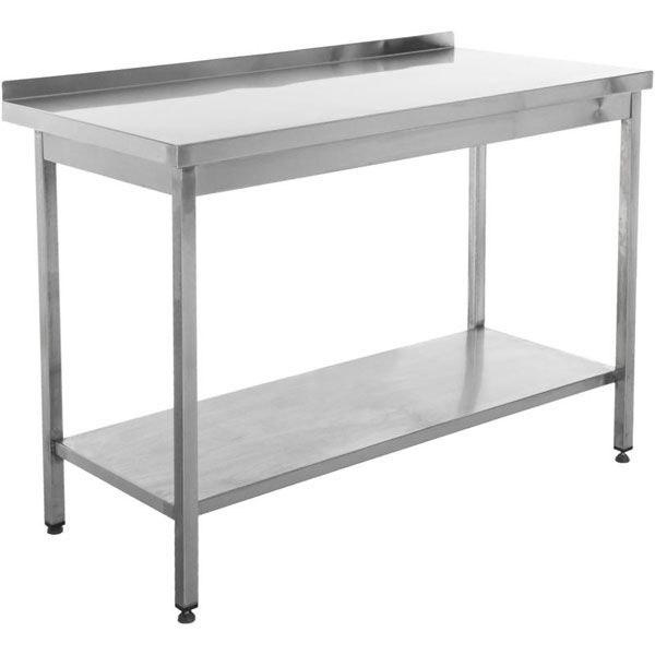Стол производственный с полкой и бортиком Tehma 1200x600x850 мм нержавеющая сталь