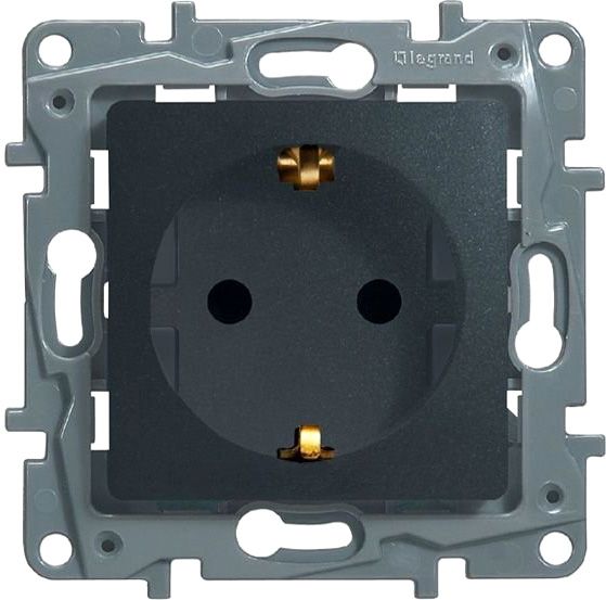 Розетка із заземленням Legrand Etika 2К+З 16А без шторок антрацит 672621