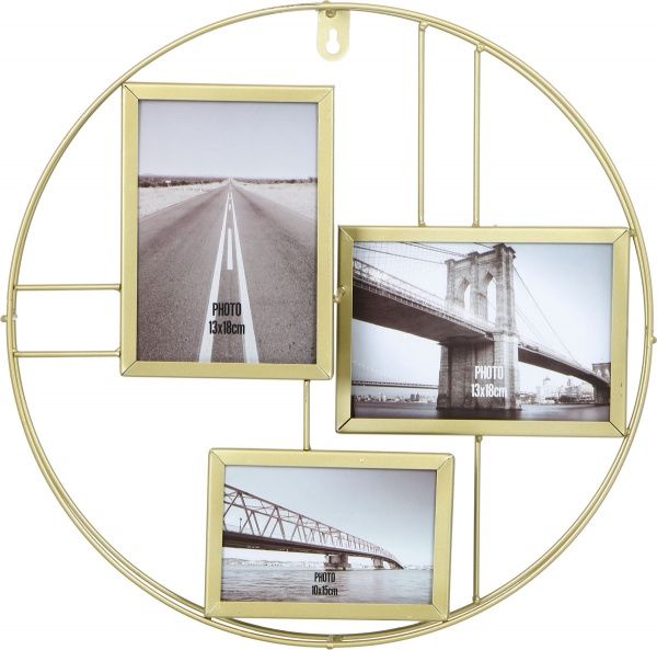 Коллаж Круг золотистый на 3 фото 13х18/10x15/18x13 см 