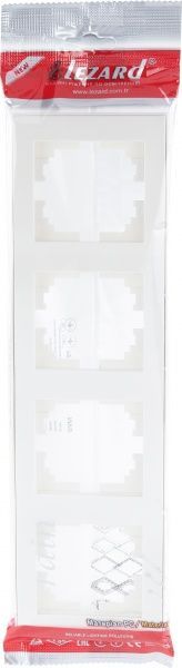 Рамка чотиримісна Lezard Rain вертикальна білий із білою вставкою 703-0202-154
