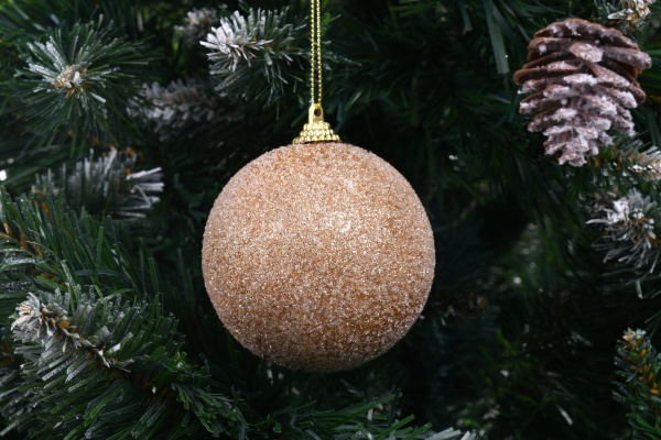 Елочная игрушка в форме шара с блестками и бусинками 8 см CAA130500 