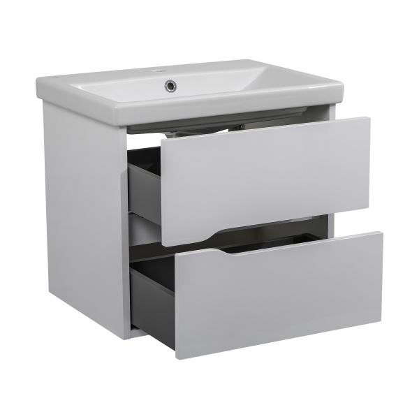 Тумба подвесная Aqua Rodos Сидней 60 консоль белый глянец с умывальником