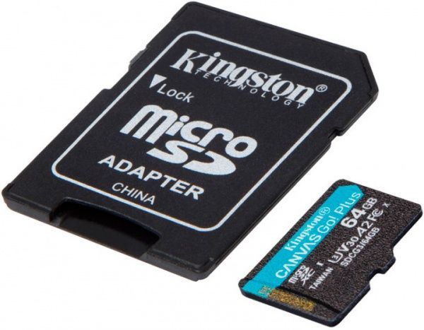 Карта пам'яті Kingston microSDXC 64 ГБ UHS-I Class 3 (U3) (SDCG3/64GB) Canvas Go! Plus V30 