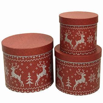 Коробка подарункова червона Олені W7964 S.14x12.6 см