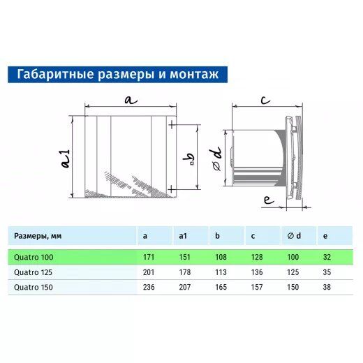 Вытяжной вентилятор Blauberg Quatro Hi-Tech 100 Т