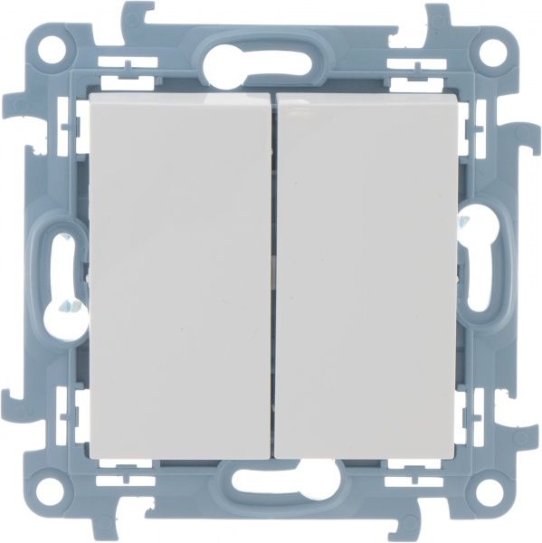 Выключатель двухклавишный Simon 10 без подсветки 10 А 250В белый CW5.01/11