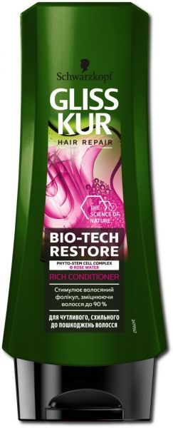 Кондиціонер Gliss Kur Bio-Tech Restore для чутливого та схильного до пошкодження волосся 200 мл