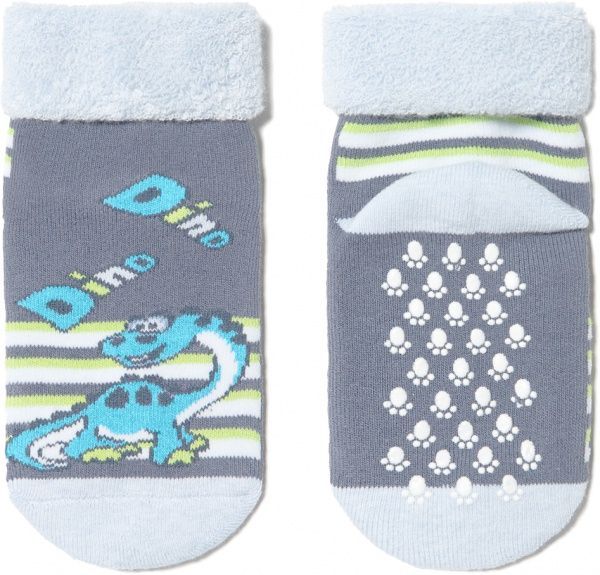 Носки детские Conte-Kids SOF-TIKI (против скольжения, с отворотом) 258 7С-62СП р.14 темно-серый с принтом 