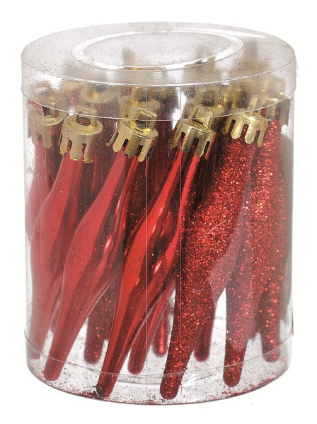 Набір новорічних прикрас Бурулька червона B-690691 9,5 см 18 шт./уп. 