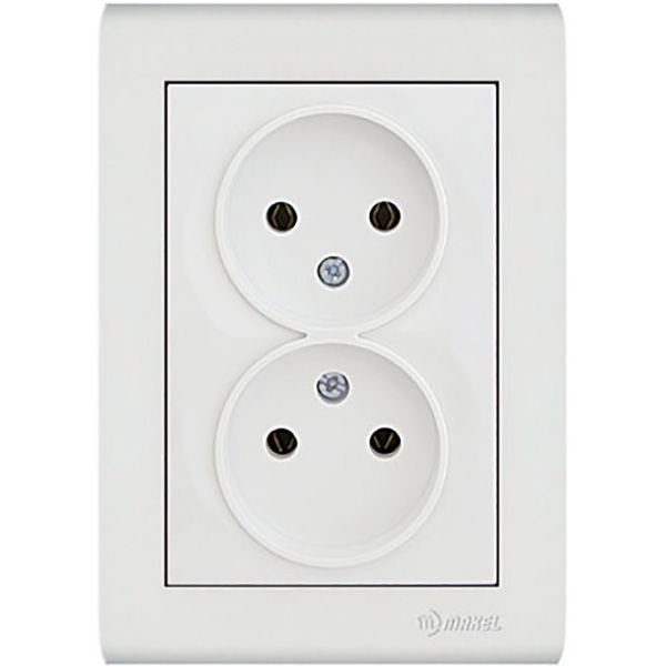 Розетка двойная без заземления Makel Manolya белый 41001017