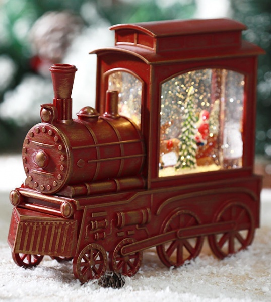 Сувенир новогодний поезд водный на санках 22х7х20 см 20WSDW-022 