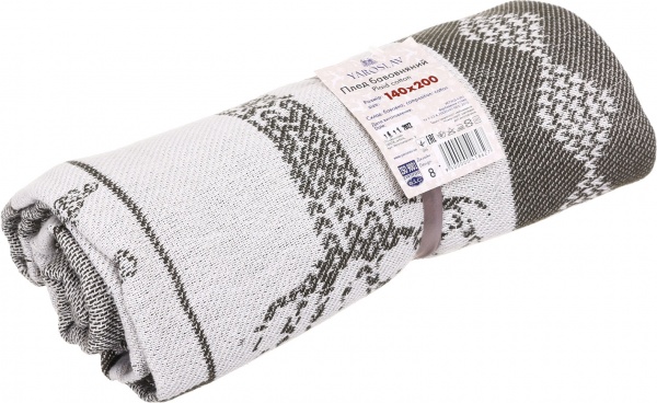 Плед дизайн 8 Рождественская коллекция 140x200 см серый с рисунком Ярослав 