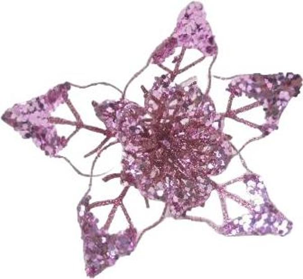 Декорация новогодняя цветок резной 20 см цвет в ассортименте