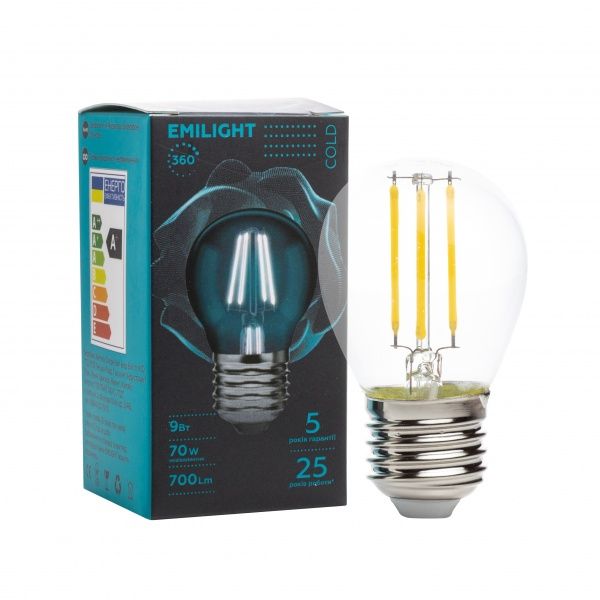 Лампа світлодіодна Emilight FIL CL G45 9 Вт E27 4000 К 220 В прозора 
