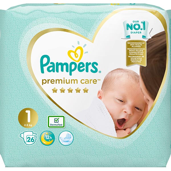 Подгузники Pampers Premium Care Newborn 1 2-5 кг 26 шт.