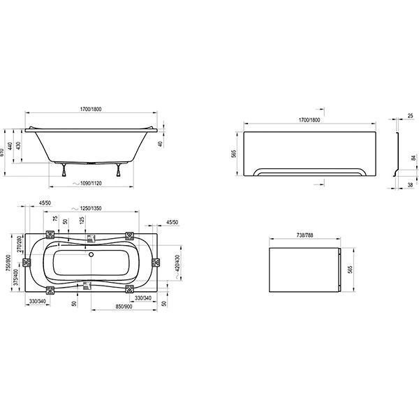 Ванна акриловая Ravak Campanula 170x75 CA21000000