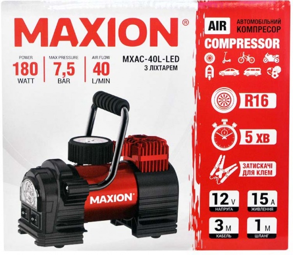 Компресор автомобільний MAXION MXAC-40L-LED