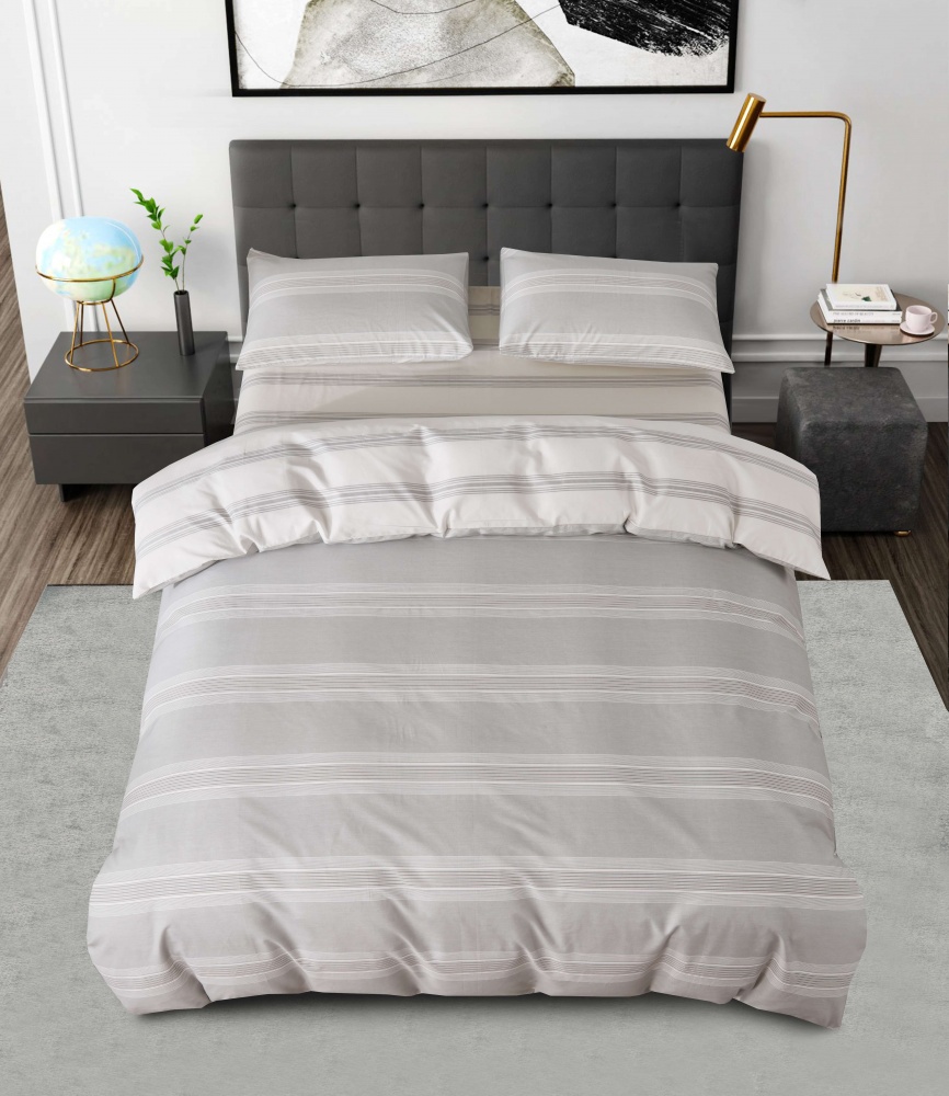 Комплект постільної білизни Conty 2 світло-сірий із білим La Nuit