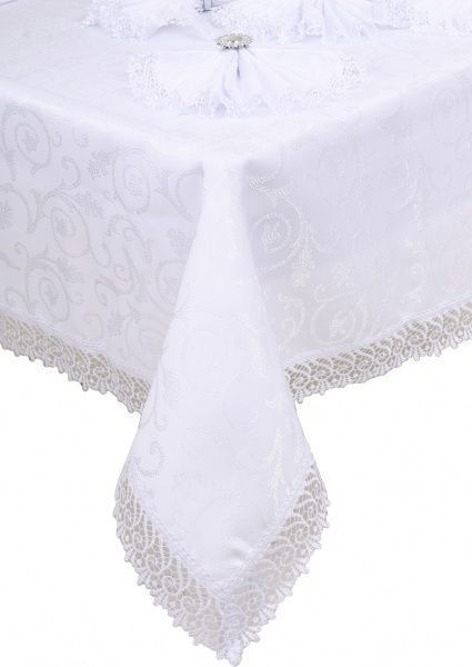 Скатерть с салфетками KDK 160x220 см белый Karna 
