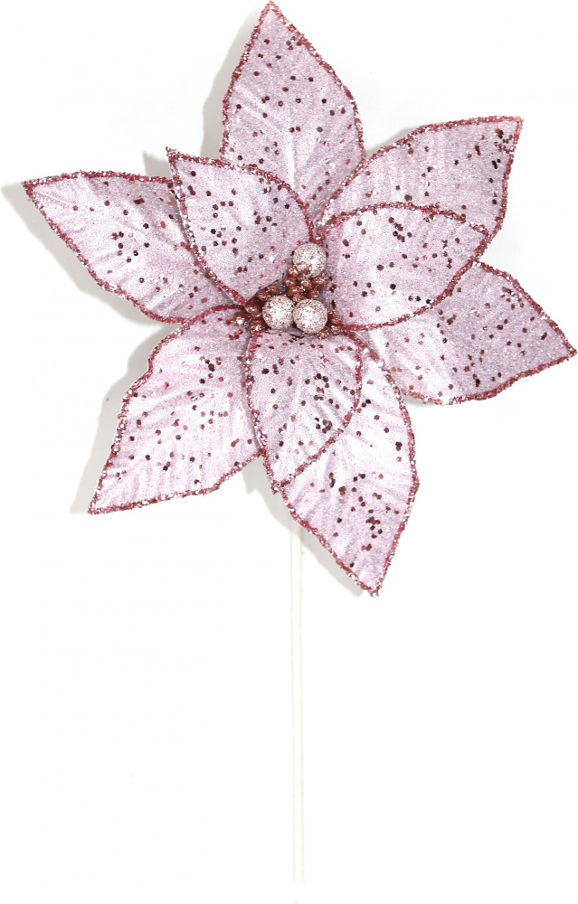 Цветок декоративный пуансетия пастель 30 x 30 см 3 цвета в ассортименте мокко / розовый / голубой