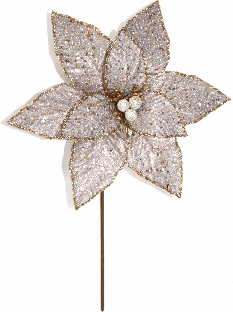 Цветок декоративный пуансетия пастель 30 x 30 см 3 цвета в ассортименте мокко / розовый / голубой