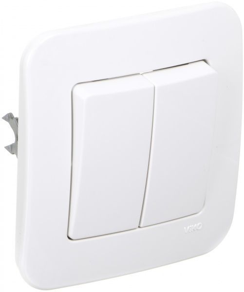 Вимикач двоклавішний Viko Rollina без підсвітки 10 А 250В білий 90420002