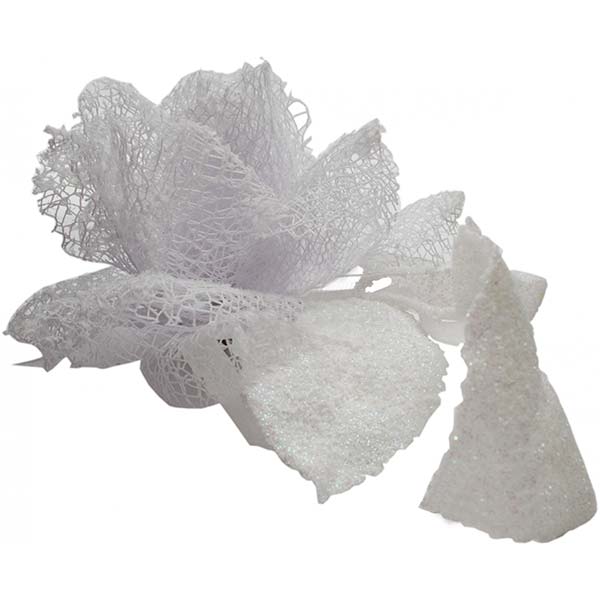 Прикраса новорічна Троянда HD-1186 біла 12 см