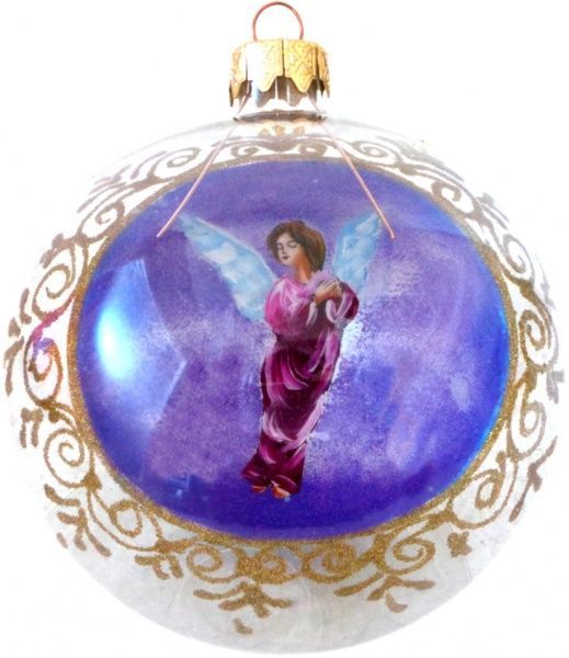 Шар стеклянный Святая семья d100 К-302-100 перламутровый