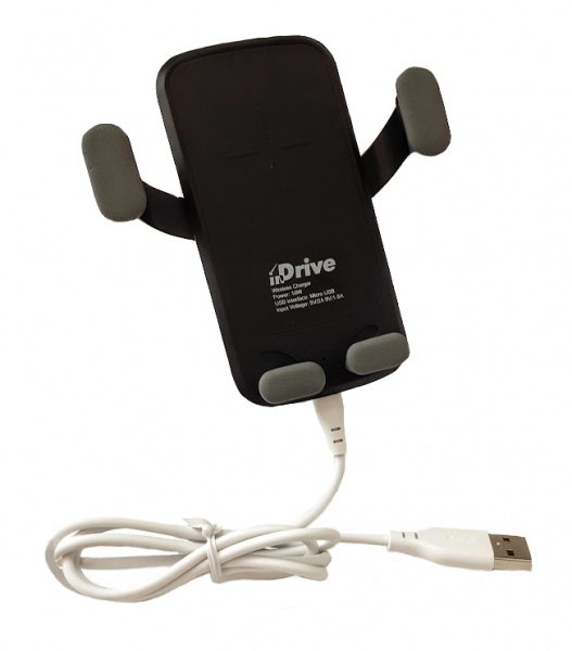 Держатель для мобильного телефона inDrive IDH-101 с зарядным устройством (9263) черный